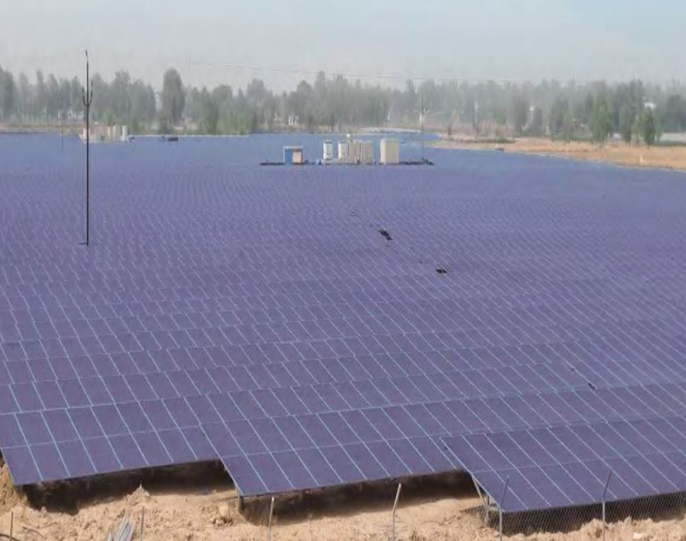 Ground-mounted solar panel field